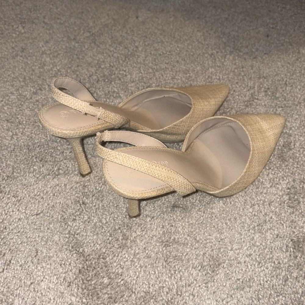 The Drop klara Chic Tan Slingback Heels raffia rattan size 10 - Picture 8 of 9